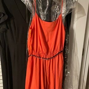 Tangerine belted jumpsuit